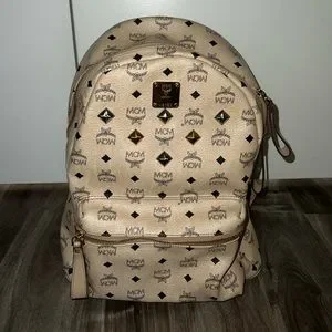 MCM | Bags | Mcm Large Cream Leather Front Studded Backpack  display picture 3